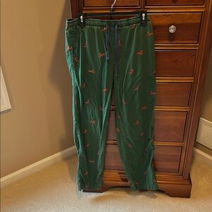 GAP men Green Pajama pants w/ brown dogs, Relaxed Fit/ElasticWaistband sz medium